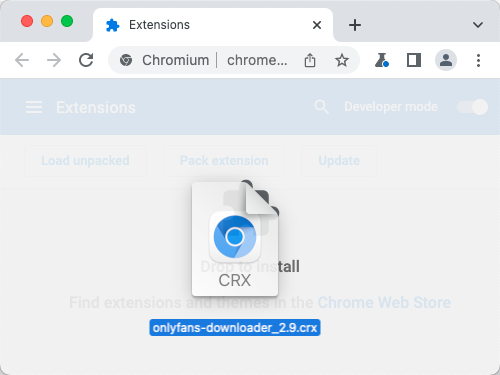 Drag CRX file to import in Chrome